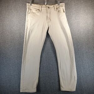 Levis Denizen 232 Slim Straight Fit Jeans Mens 30x30 Tan Beige Pockets Zipper